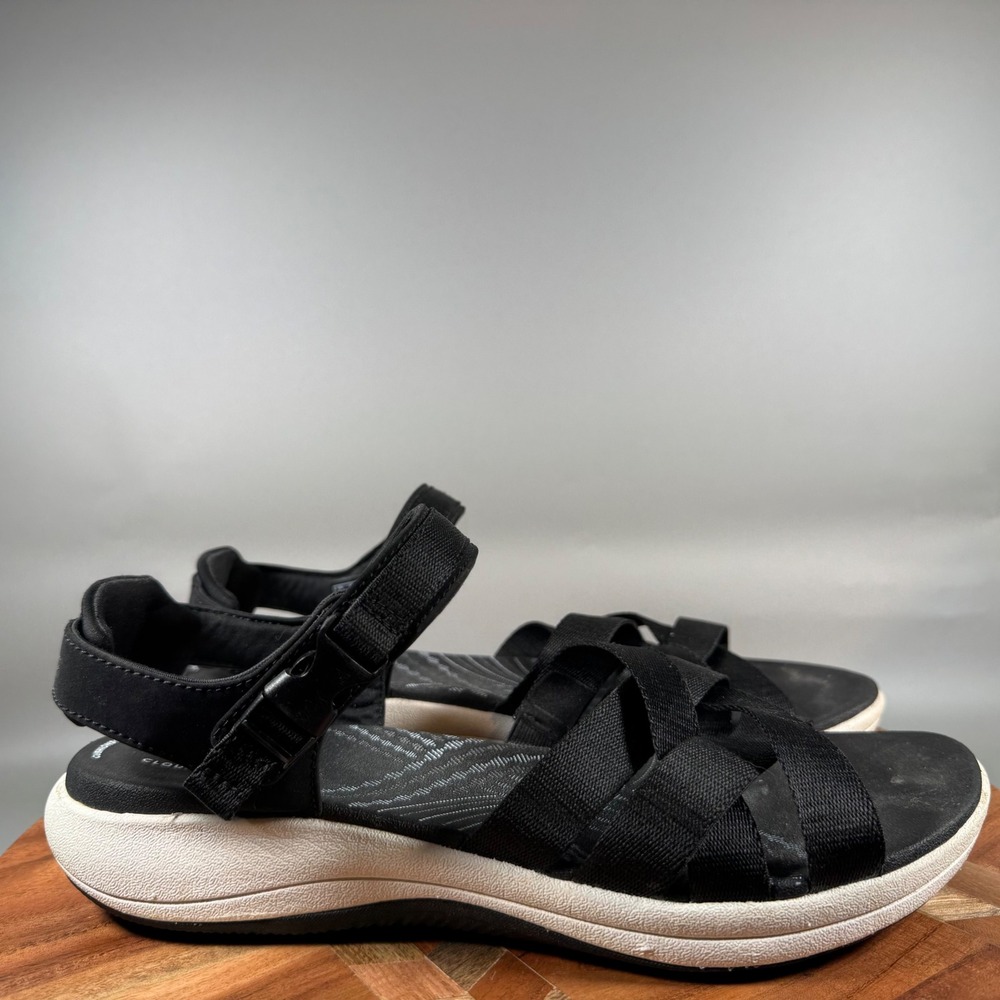 Clarks Cloudsteppers Arla Glison Black Strappy Sport Sandals Womens 11 M‎